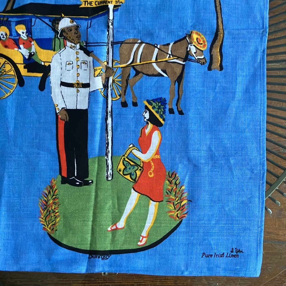 Vintage dead stock linen tea towel souvenir Nassau Bahamas 60s 70s